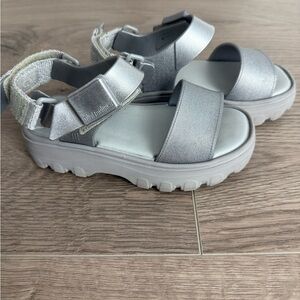 Mini Melissa Kick Off Silver Sandals - Size 12